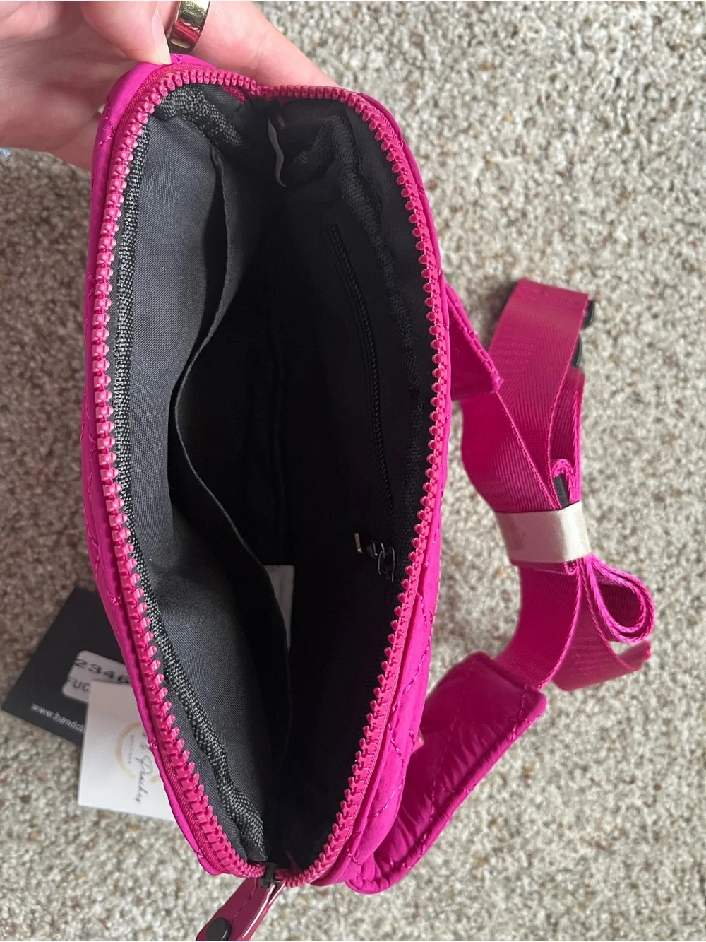 Hot Pink Quilted Crossbody Pouch - Unbranded